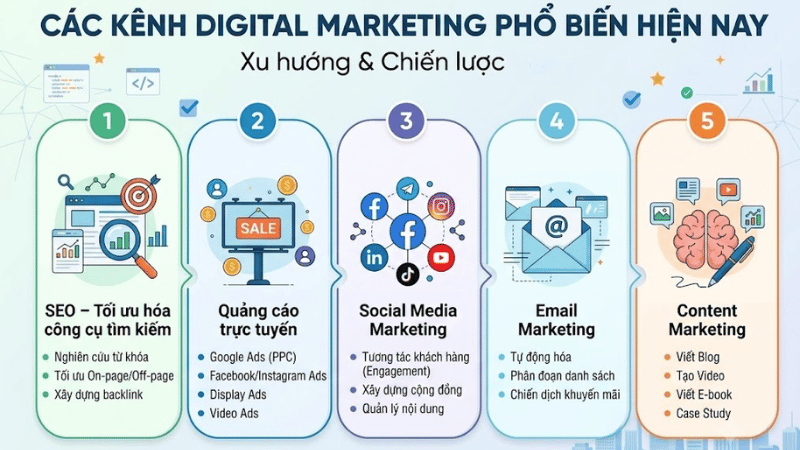 Các Kênh Digital Marketing Phổ Biến Hiện Nay