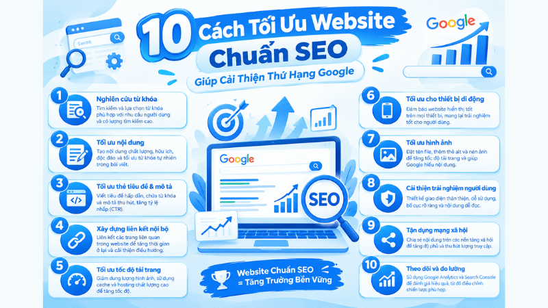 10 Cách Tối Ưu Website Chuẩn SEO Giúp Cải Thiện Thứ Hạng Google